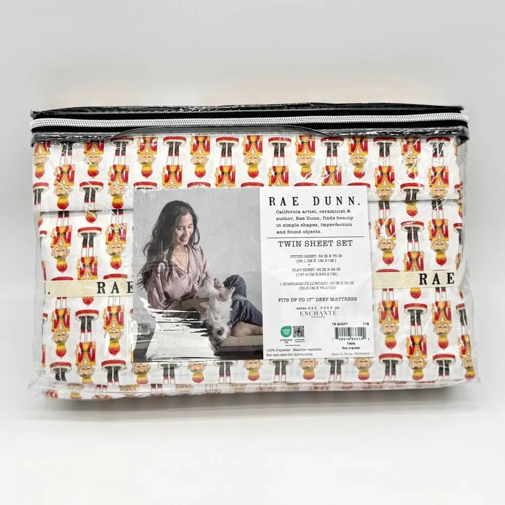 Rae Dunn 3 pc TWIN Nutcracker Sheet Set Christmas NEW